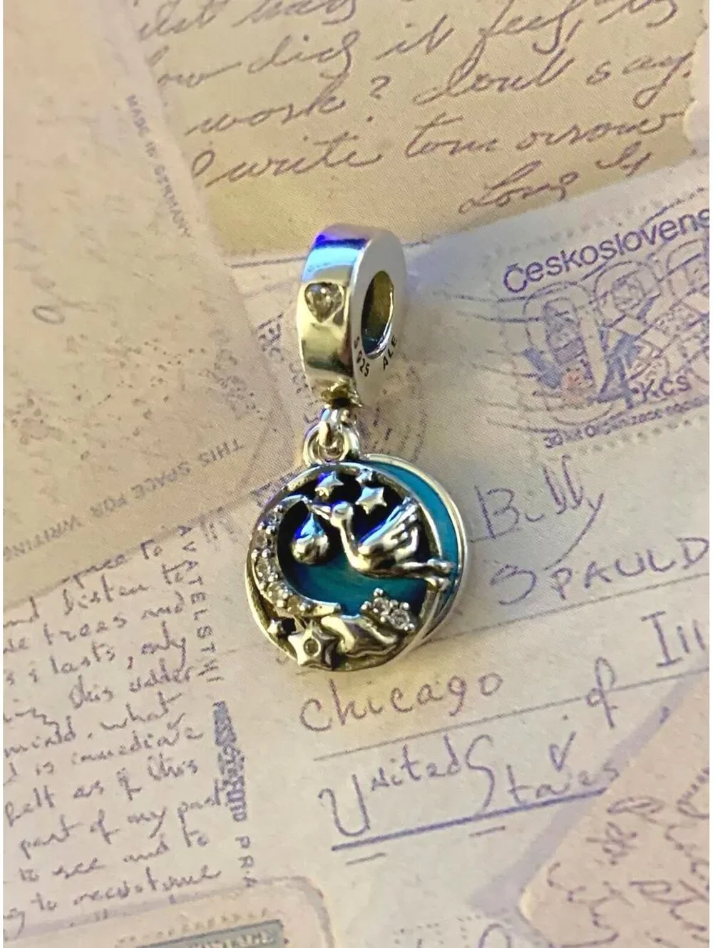Twinkle Twinkle Little Star Dangle Charm with Blue Enamel